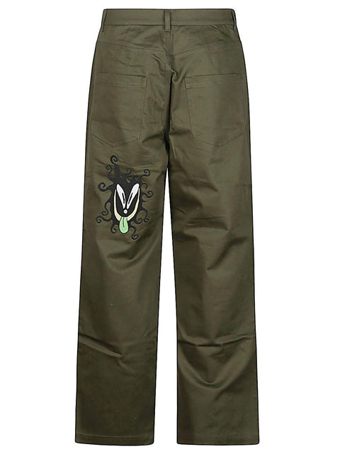 Pantalone con ricamo B19003740GR OLIVE BRAIN DEAD