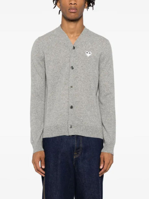 Cardigan con logo a cuore AXN065051 1LIGHTGREY COMME DES GARÇONS PLAY