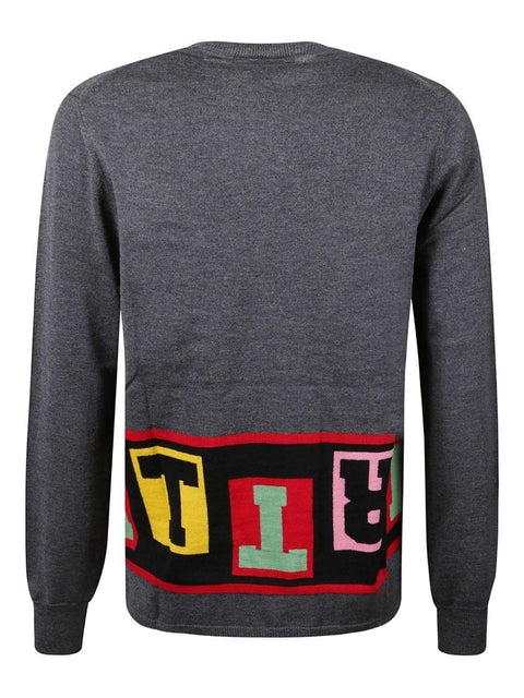 Maglione girocollo con scritta FPN001051 3GREY COMME DES GARÇONS SHIRT