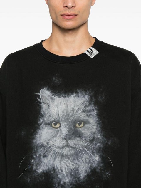 Pullover con stampa gatto
