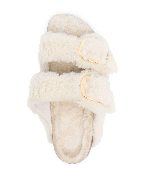 Ciabatta in shearling Arizona con fibbia grande