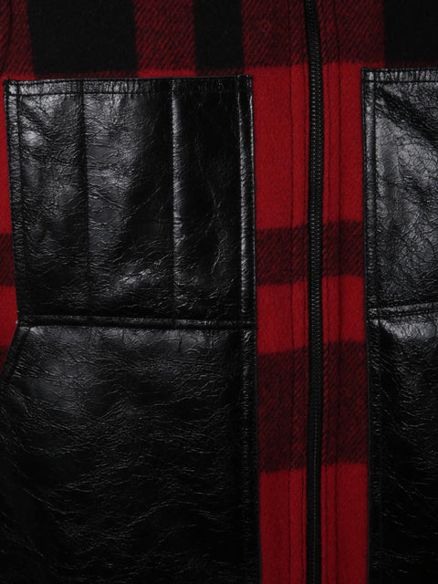 Gilet Mackinaw in lana e pelle WPV001051 1RED JUNYA WATANABE