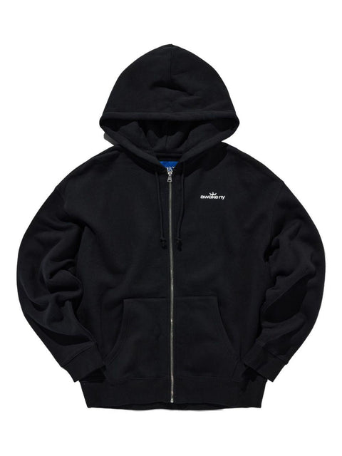 Felpa "Crown Logo Full Zip Hoodie" HD003 BLACK AWAKE NY