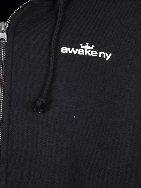 Felpa "Crown Logo Full Zip Hoodie" HD003 BLACK AWAKE NY