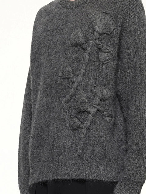 Maglia giro collo over con ricamo W253KN27 555G WOOYOUNGMI