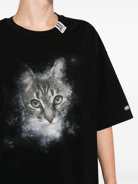 Maglia a maniche corte con stampa gatto