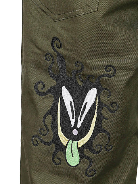 Pantalone con ricamo B19003740GR OLIVE BRAIN DEAD 