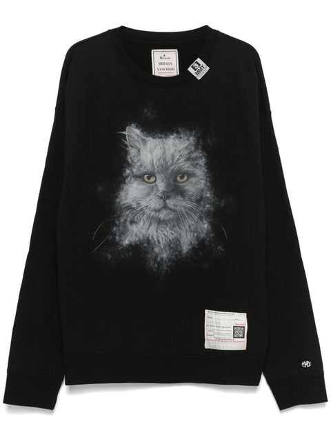 Pullover con stampa gatto