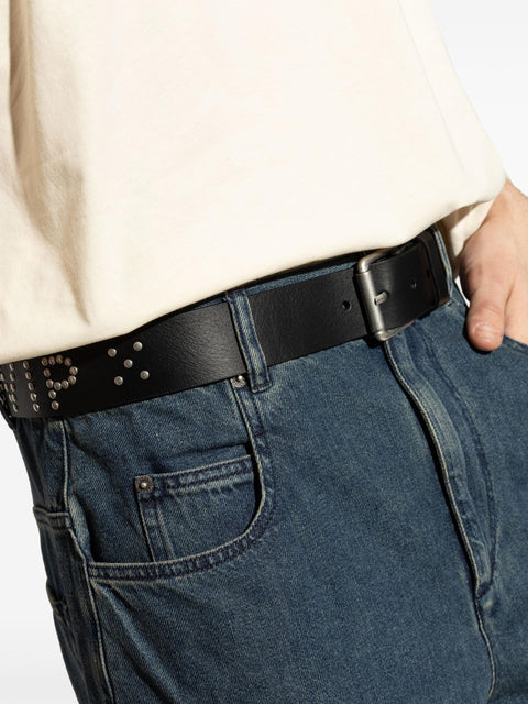 Cintura 'Script Stud Belt' in pelle con logo borchiato I034422 0M4XX CARHARTT WIP 
