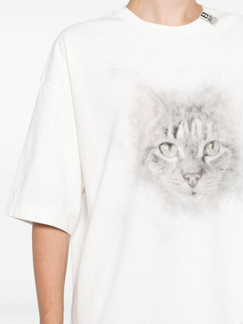 Maglia a maniche corte con stampa gatto