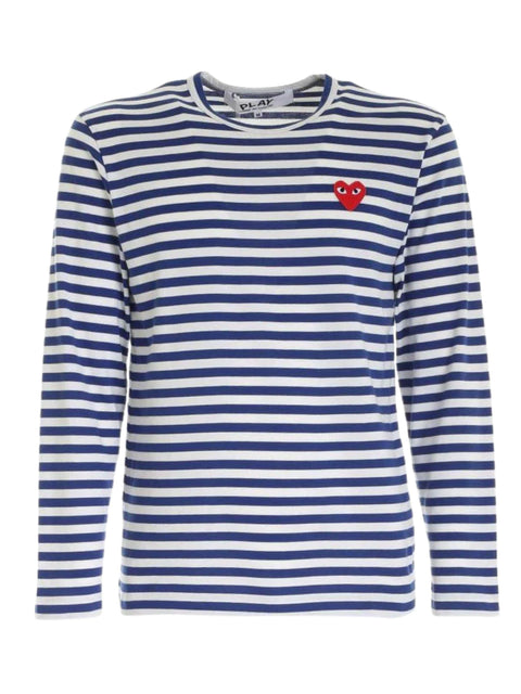 T-shirt a righe con logo AXT164051 2NAVY COMME DES GARÇONS PLAY 