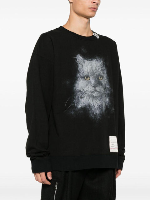 Pullover con stampa gatto
