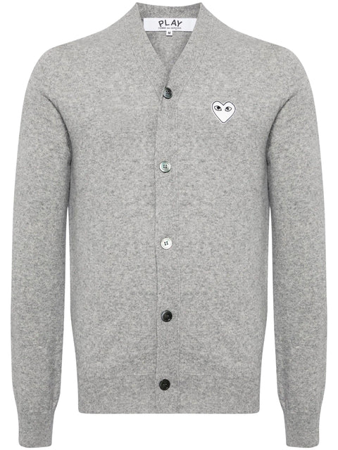 Cardigan con logo a cuore AXN065051 1LIGHTGREY COMME DES GARÇONS PLAY 