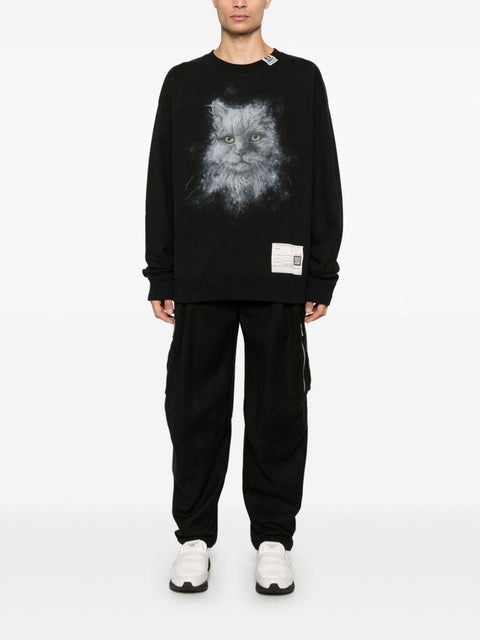 Pullover con stampa gatto