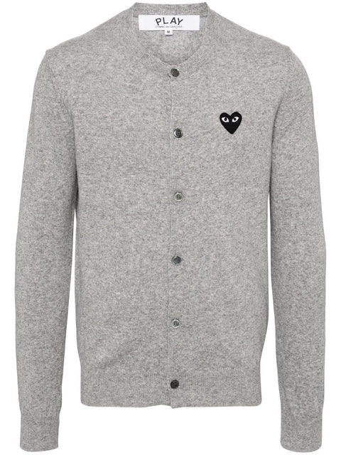 Cardigan con emblema a cuore nero AXN023051 2LIGHTGREY COMME DES GARÇONS PLAY 