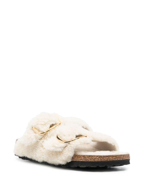 Ciabatta in shearling Arizona con fibbia grande