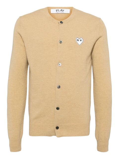 Cardigan in lana con cuore AXN065051 2LIGHTCAMEL COMME DES GARÇONS PLAY 