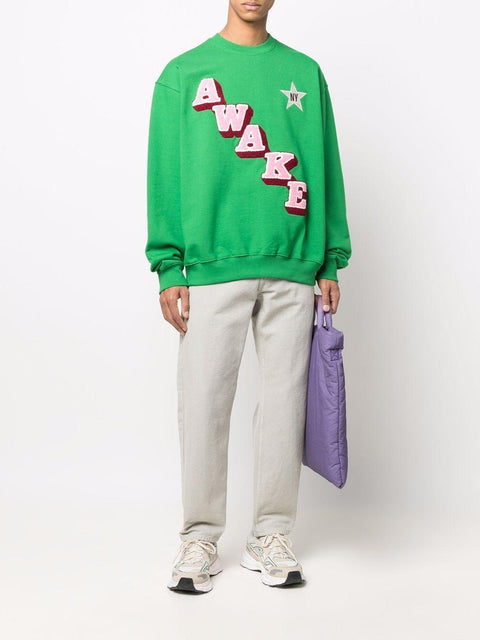 Felpa Script Crew Neck CN001 GREEN AWAKE NY 