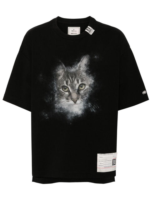 Maglia a maniche corte con stampa gatto