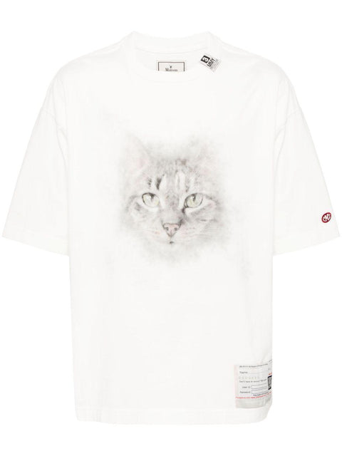 Maglia a maniche corte con stampa gatto