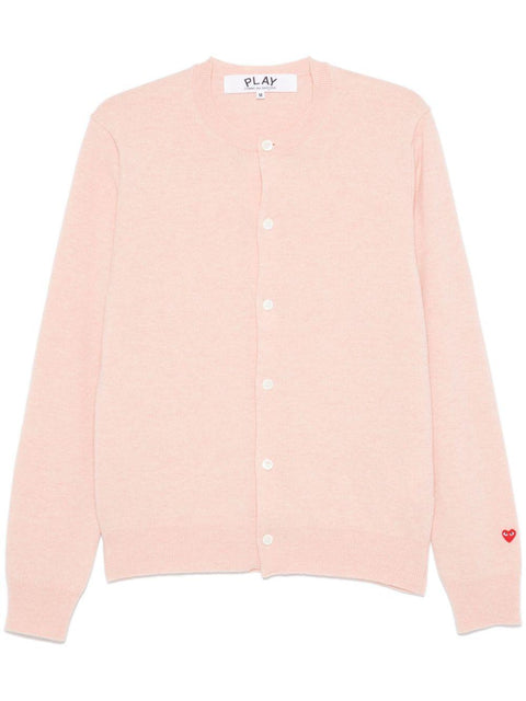 Cardigan in lana con cuore AXN091051 5LIGHTPINK COMME DES GARÇONS PLAY 
