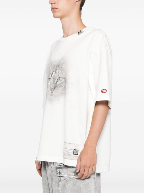 Maglia a maniche corte con stampa gatto