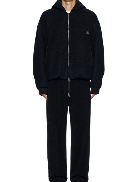 Felpa con cappuccio, zip  e logo W253TS45 759B WOOYOUNGMI 